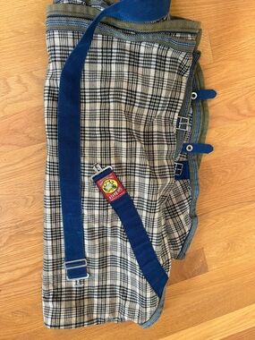 BAKER Plaid Horse stable sheet / thin blanket with navy Straps size 68 horse